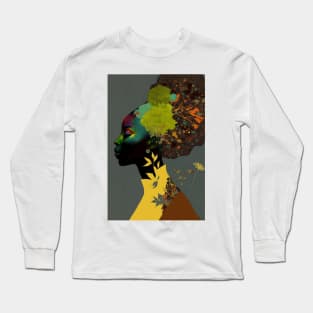 Woman with flowers in her hair Long Sleeve T-Shirt